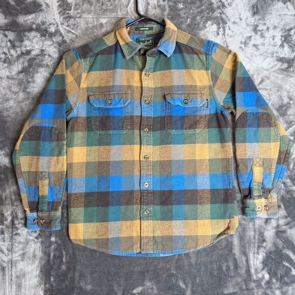 Woolrich Men's Button Up Long Sleeve Size Medium Plaid Patter Double Pockets - Picture 1 of 7